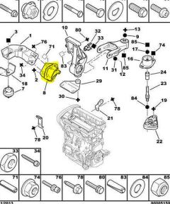 Dzinēja kronšteins Oriģināls Citroen Peugeot Xsara 307 1.6 1839E7 9638557080