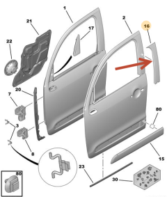 Durvju uzlika Labais Priekšā Oriģināls Citroen C3 Picasoo 98196289XT