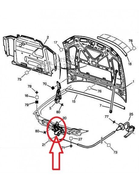 Motora Pārsega Slēdzene Priekšā Oriģināls Citroen Peugeot 406 793450 main product photo