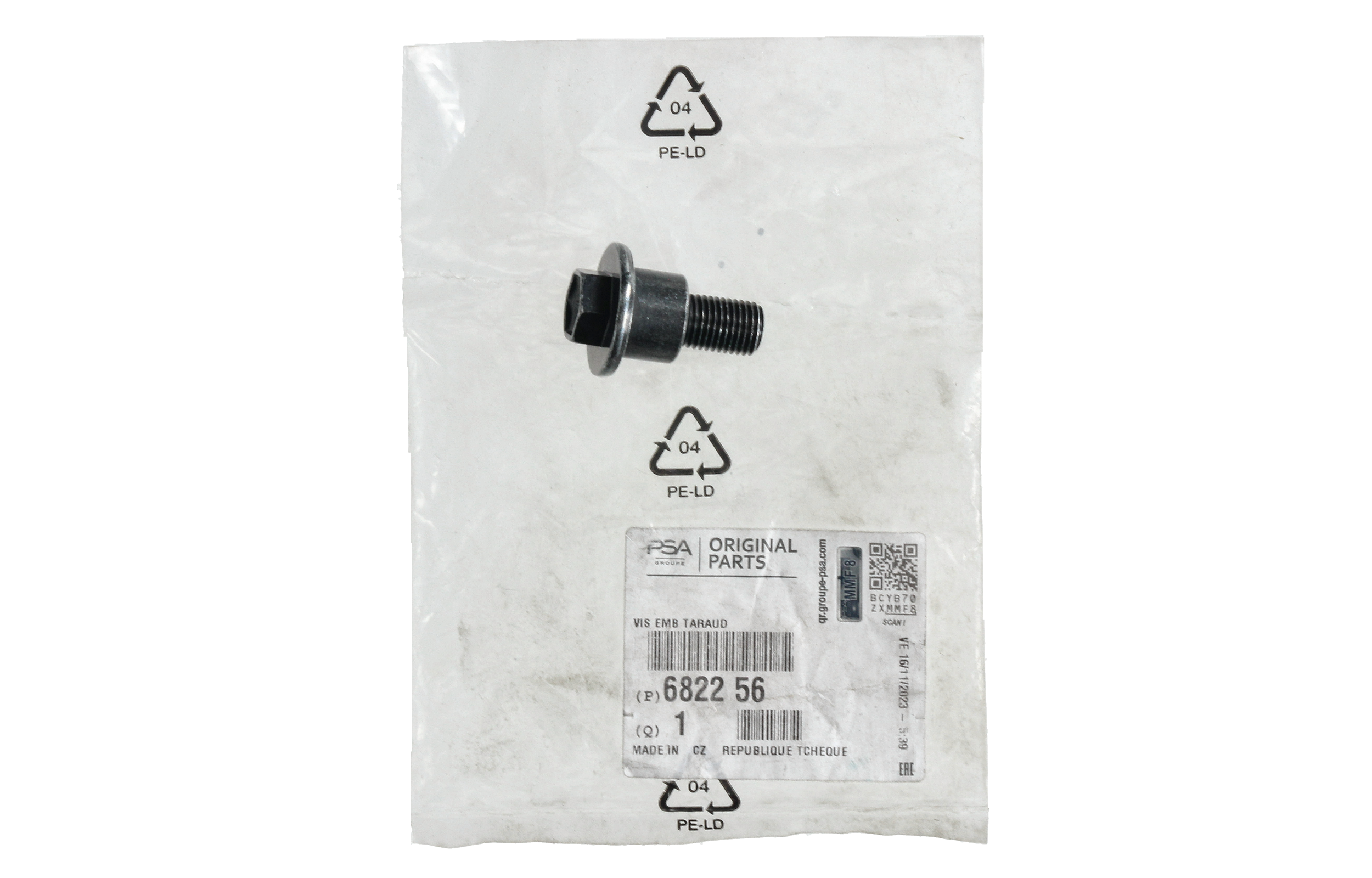 Skrūve Pasa Bezpieczeństwa Jauns Oriģināls 6822.56 682256 Citroen Peugeot main product photo